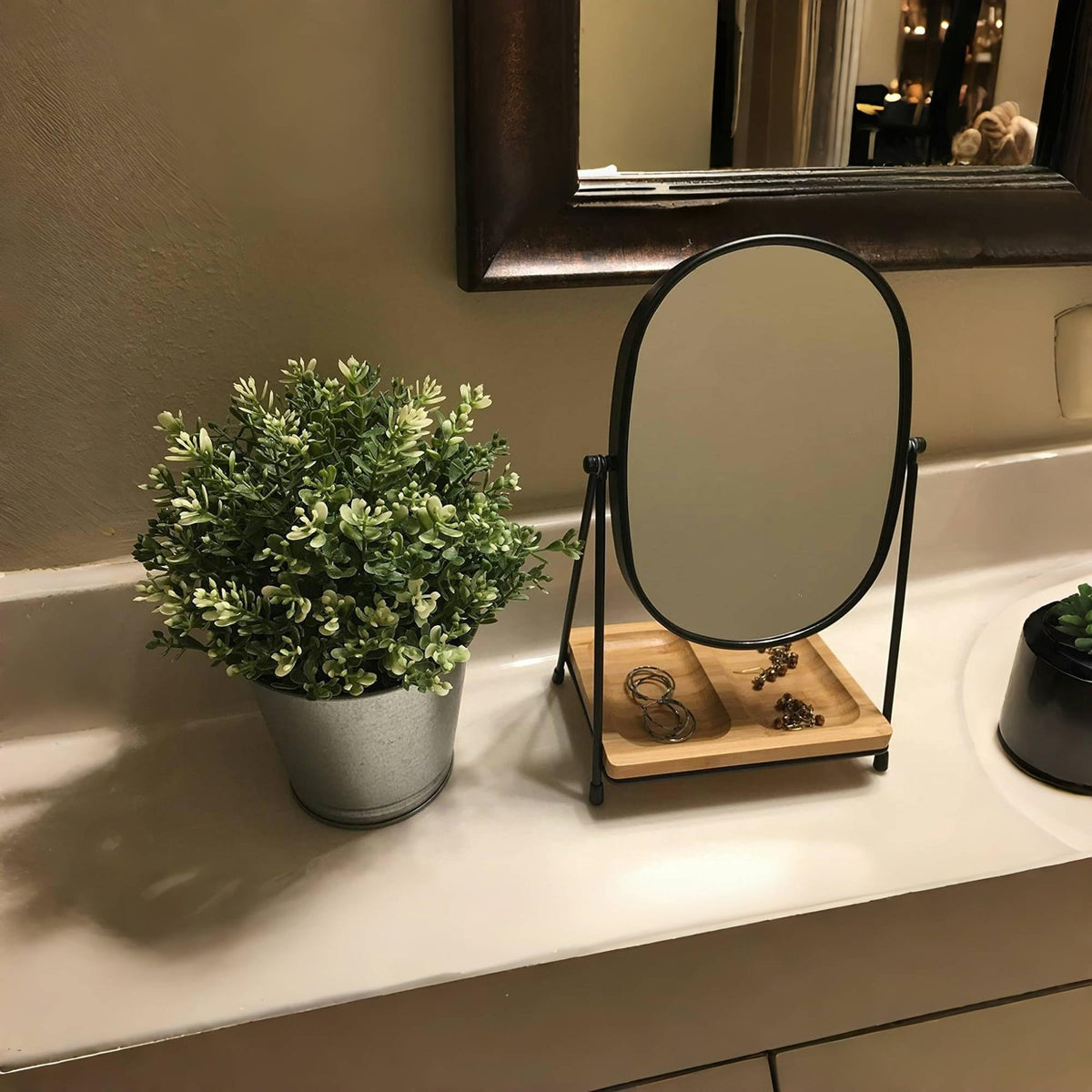 Tabletop 5X/1X Dual-Sided Magnifying Makeup Mirror with 360° Rotation Bronze