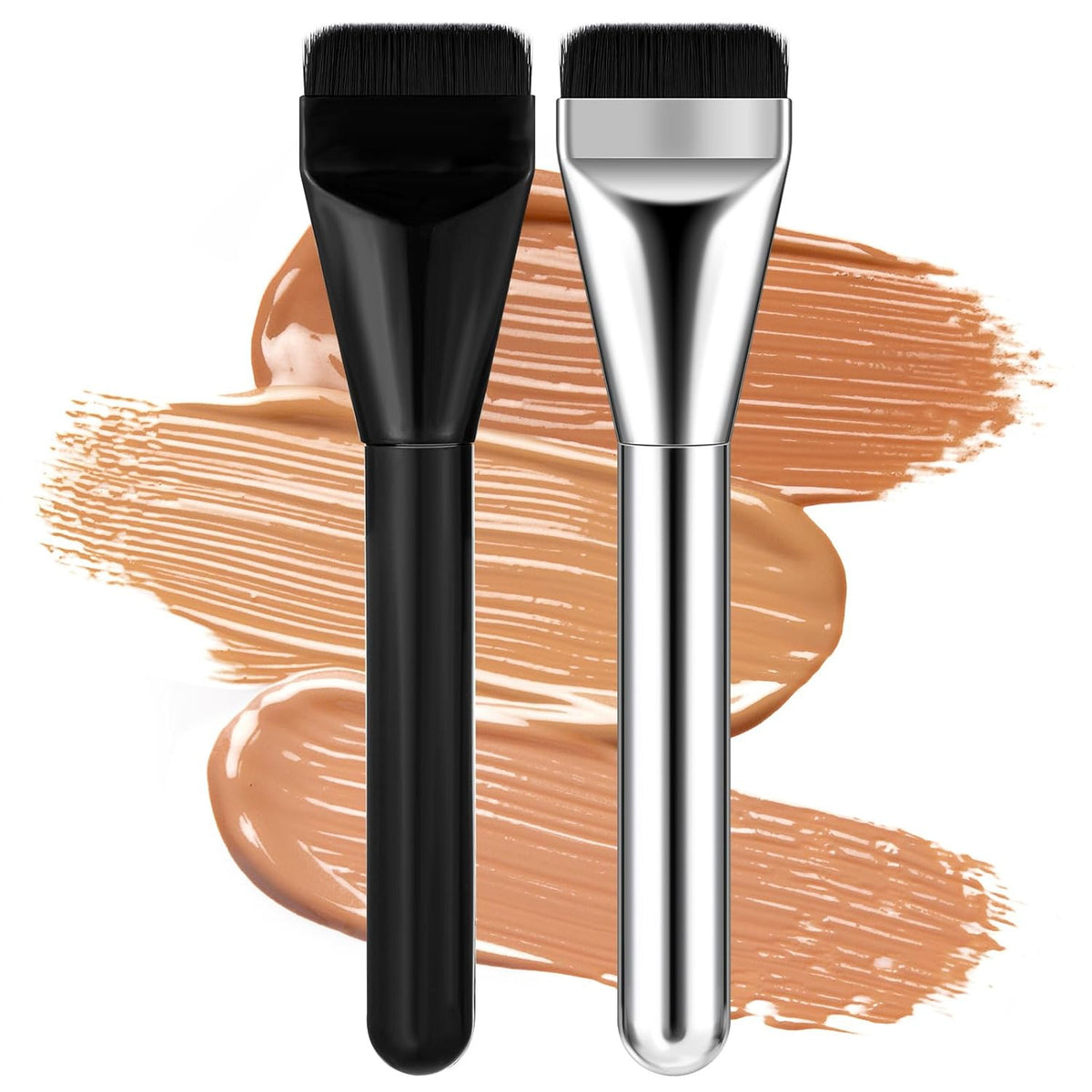 2-Piece Flat Foundation Makeup Brush Set - Spatula & Face Brushes