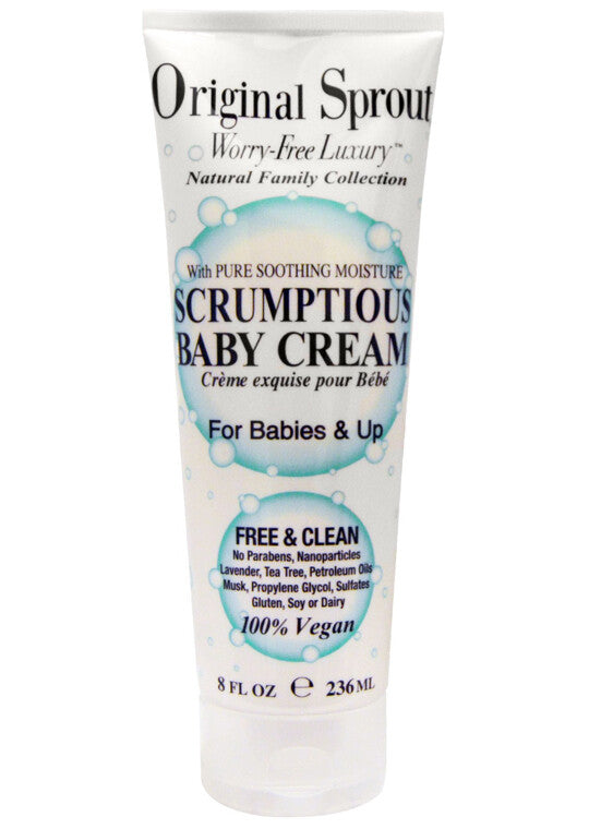 ORIGINAL SPROUT Scrumptious Baby Cream 8 oz, 100% Vegan, Sulfate &