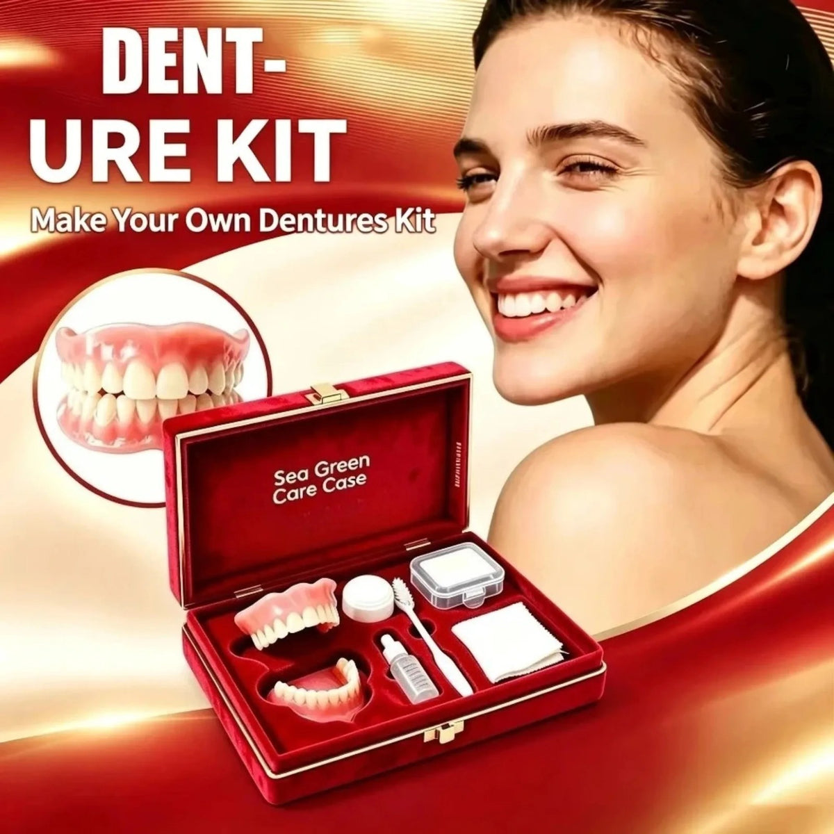 Silicone Denture Kit Upper and Lower False Teeth Set Instant Smile