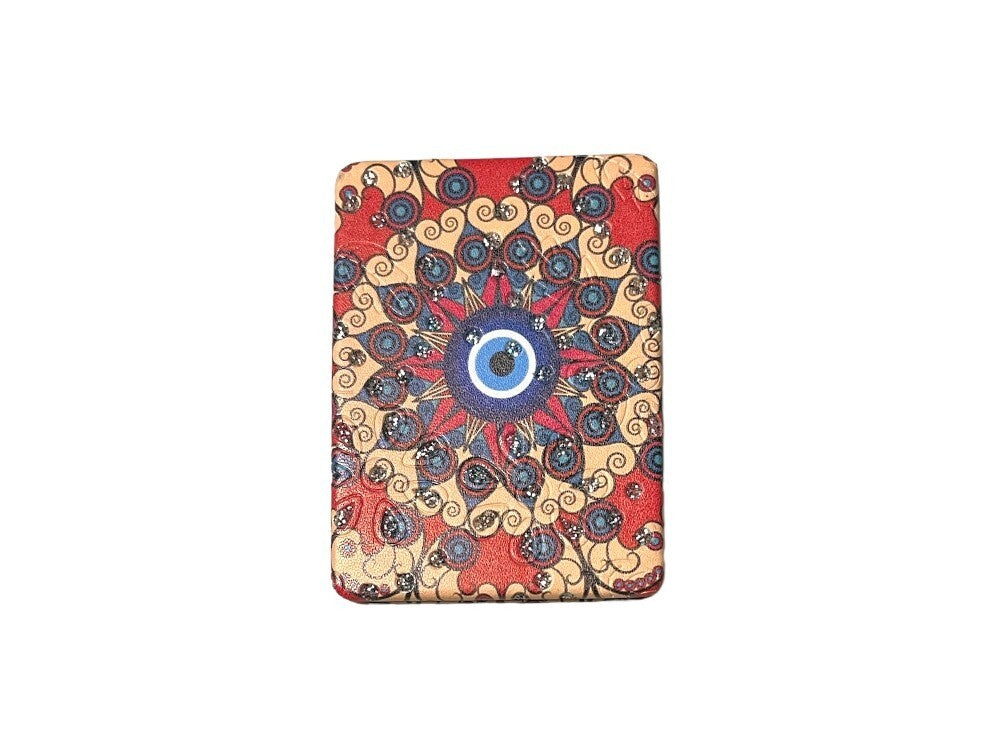 Evil Eye Compact Mirror with Crystal Stones - Double Face & Magnifier