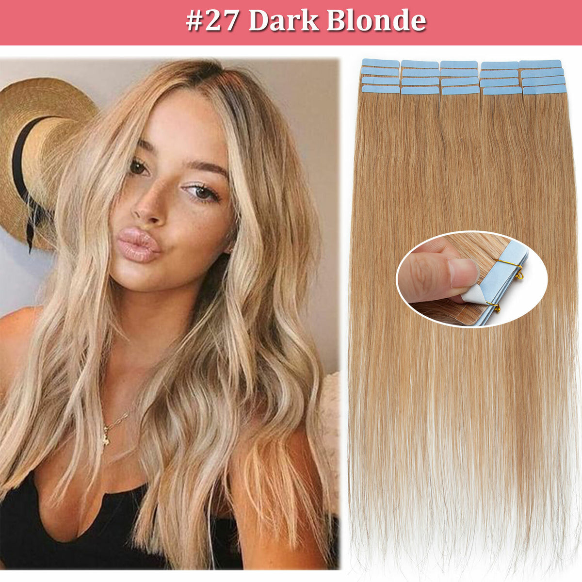 Remy Human Hair Tape Extensions - Natural, Tangle-Free, Reusable