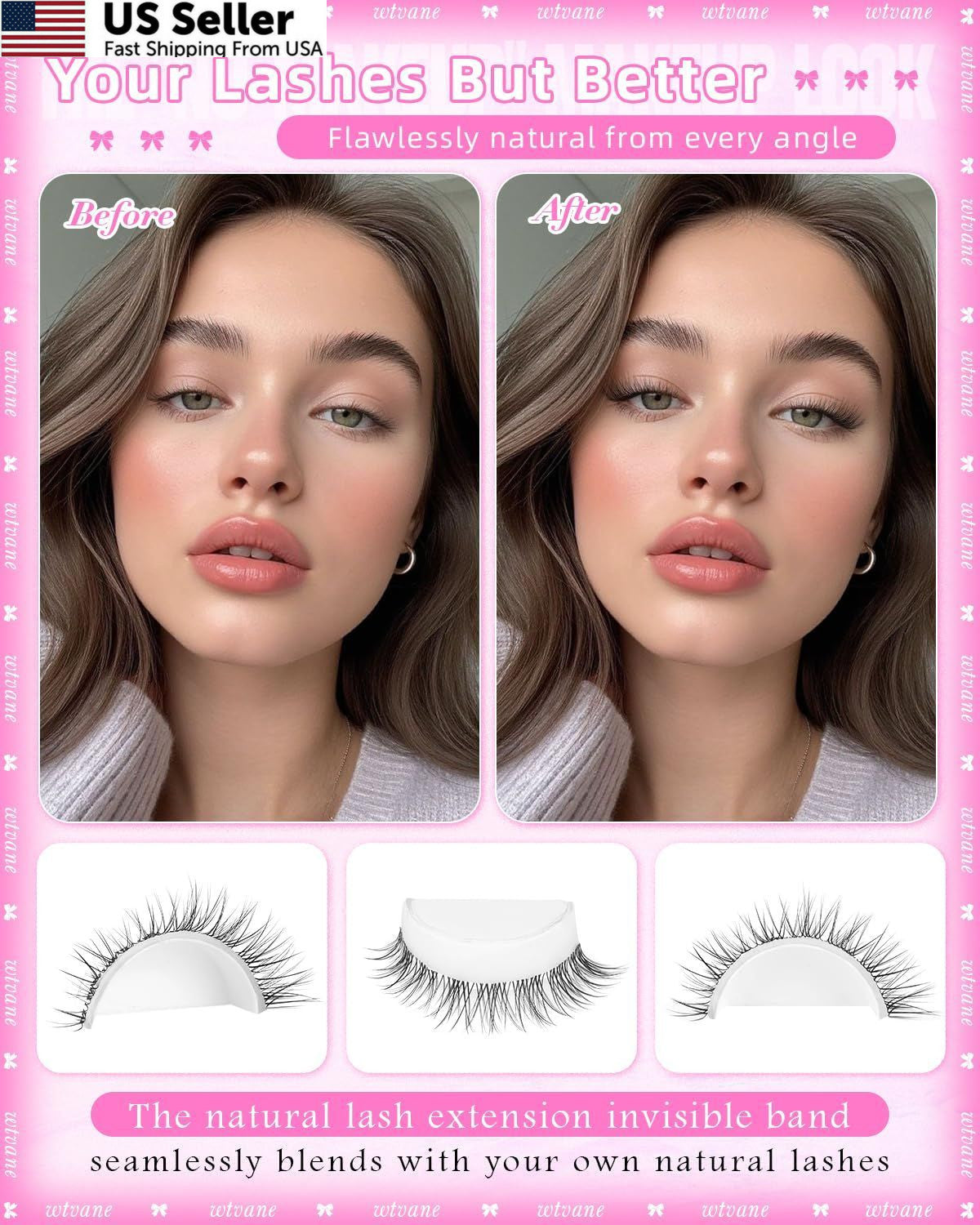 Short Clear Band Natural Lash Clusters - 8-10mm C-Curly Eyelash Extensions