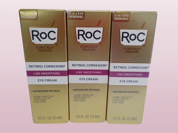 Retinol Eye Cream Set - Line Smoothing Treatment, 3 Pack, 0.5 oz Each