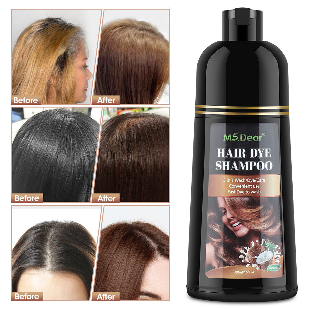 Hair Dye Shampoo, 500ml Herbal Color Wash