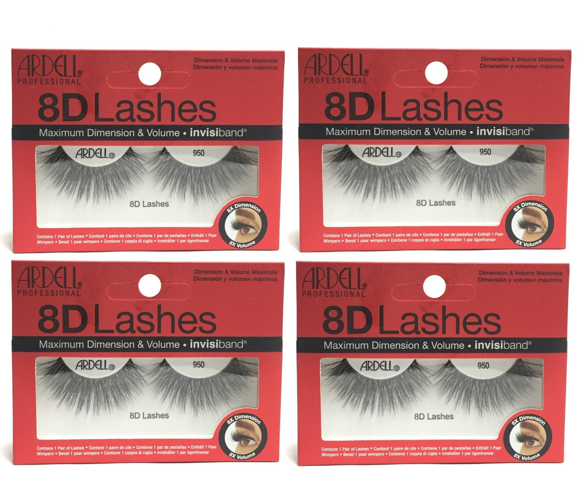 4 Pack Ardell 8D False Eyelashes 950 Eye Makeup Enhancer