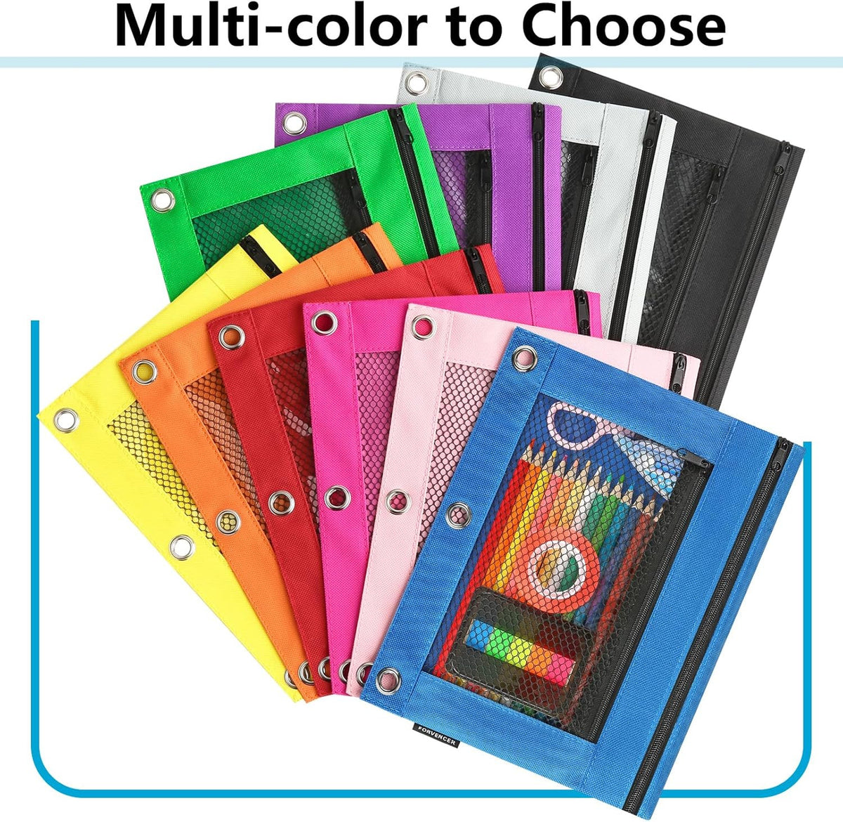 Clear Zipper Pencil Pouch for 3 Ring Binders - Organizers & Storage Bag