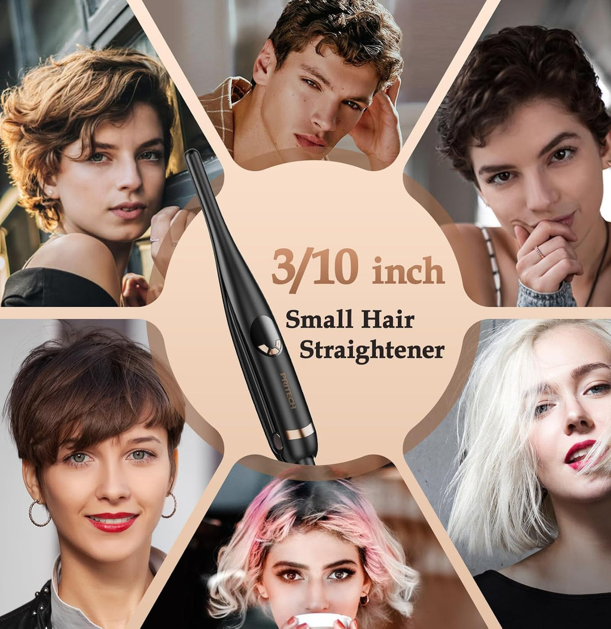 Mini Flat Iron for Short Hair & Bangs, 3/10 Inch Thin Straightener, Travel-Ready