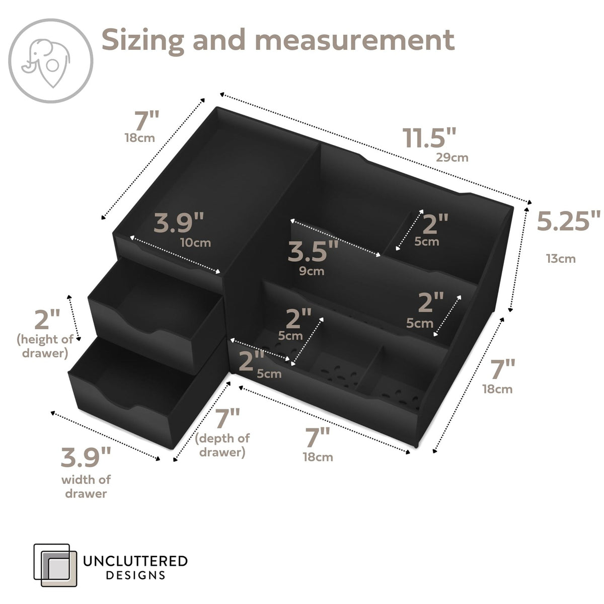 Large Black Vanity Organizer for Countertop Storage - Clutter-Free Makeup & Grooming