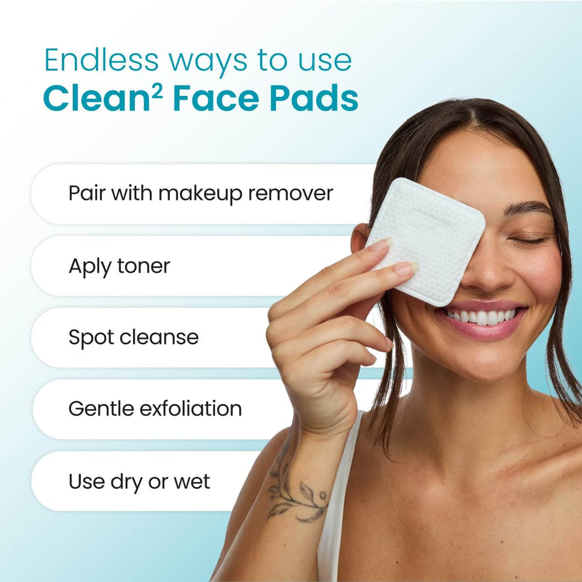 Extra Large Dual-Sided Blemish Control Face Pads for Sensitive Skin