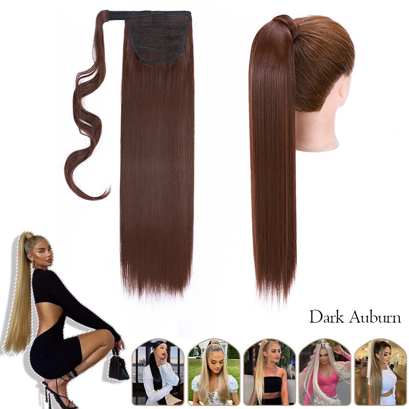 Mega Thick Wrap-On Ponytail Extensions - Natural Human Hair, Curly Wavy Straight