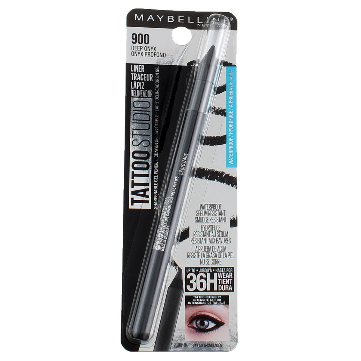 Waterproof Eyeliner Pencil - Deep Onyx, Long-Lasting, Smudge-Proof, 0.04 oz