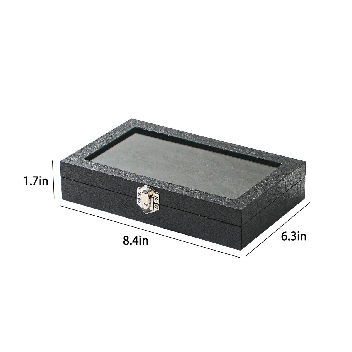 Jewelry Ring Organizer Box with 30 Slots, Clear Glass Lid, Portable Black Velvet Storage