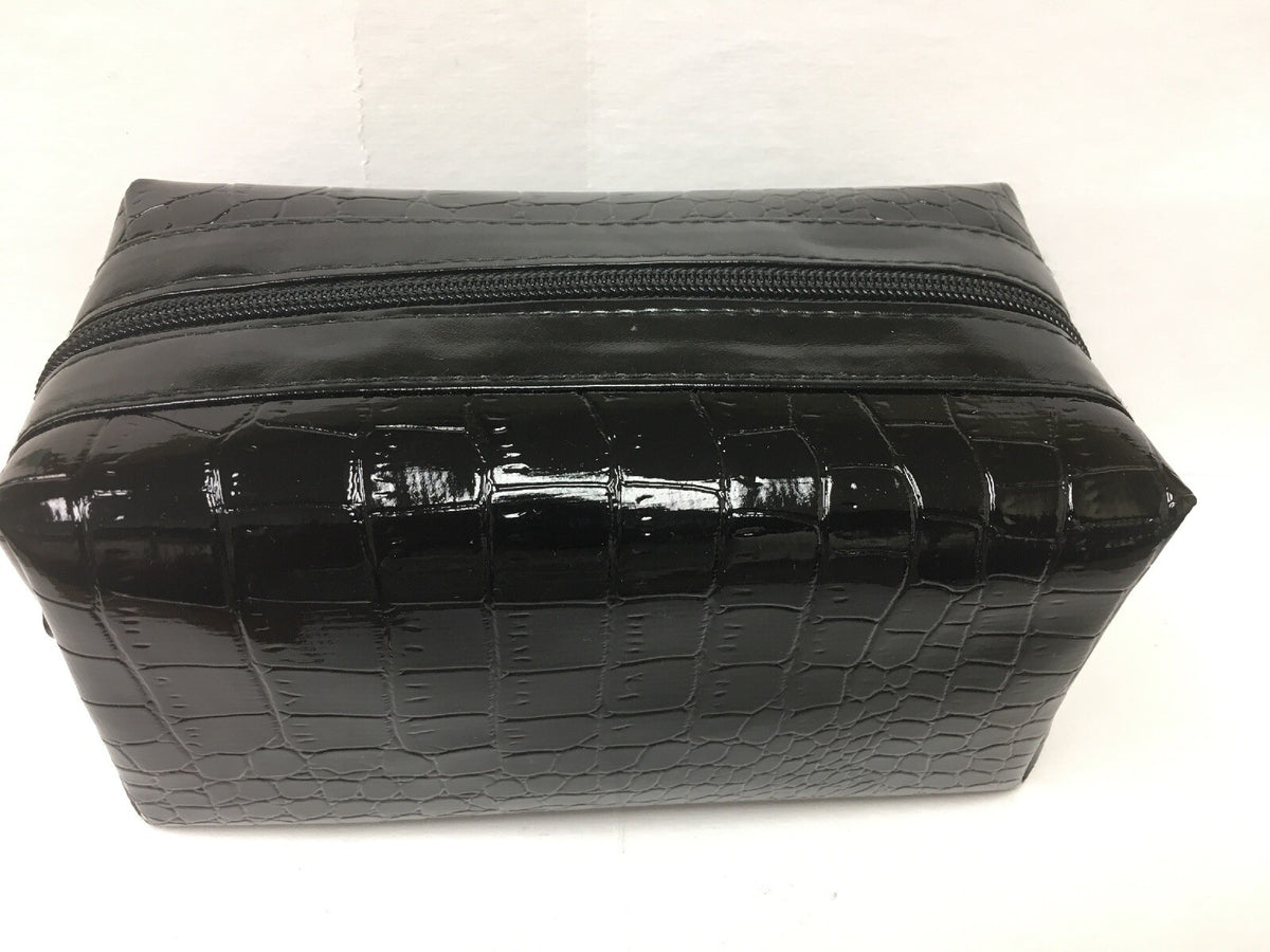 Bare Minerals Faux Black Snakeskin Cosmetic Bag 7x4x3.5 Inches 2 Pack