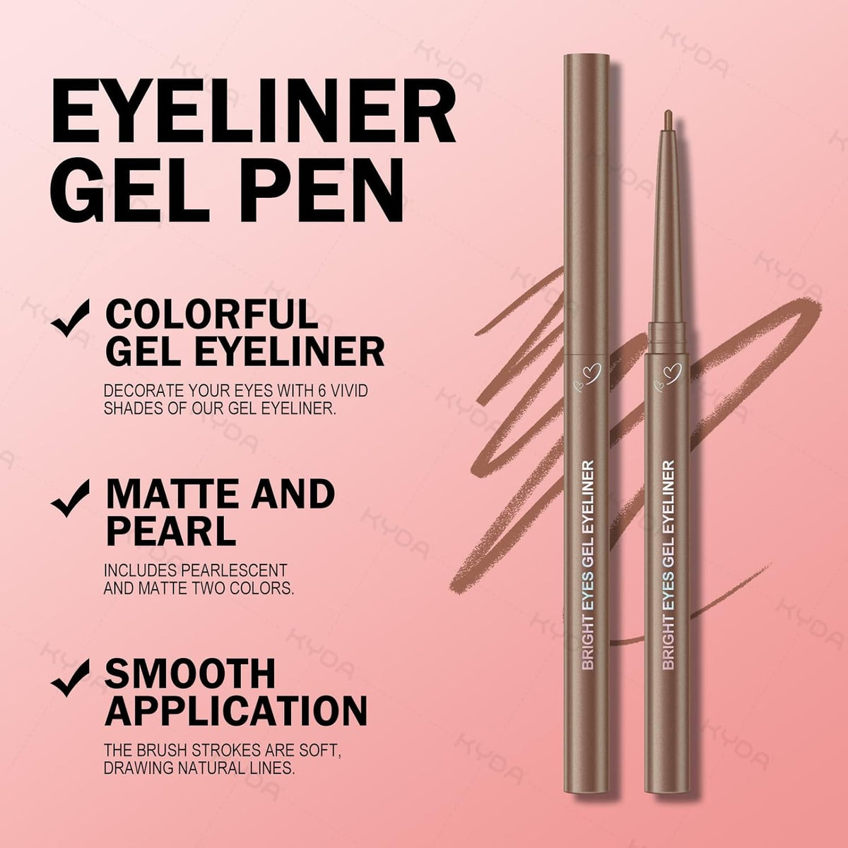 Light Brown Gel Eyeliner Pencil - Smooth Creamy #03, Matte Finish, Retractable