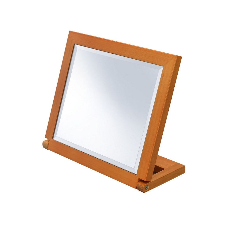 8-Inch Adjustable Polyresin Makeup Mirror with Walnut Finish