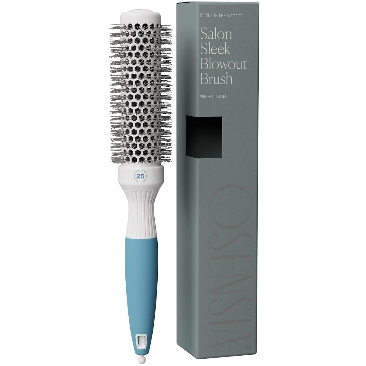 Detangling Ceramic Round Hair Brush with Ionic Bristles for Shine & Volume