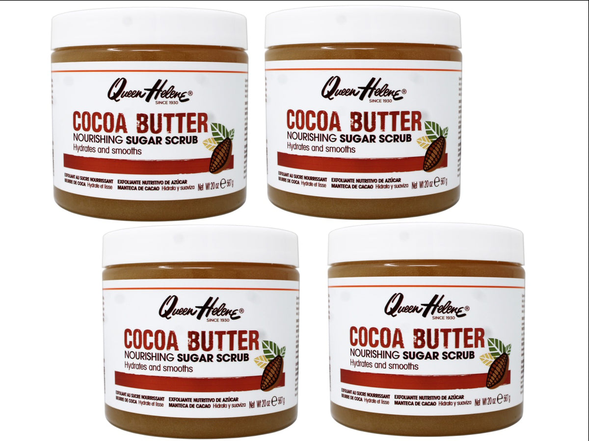 Cocoa Butter Sugar Scrub - Hydrating Exfoliant for Body, Hands & Feet - 20 oz 4 Pack