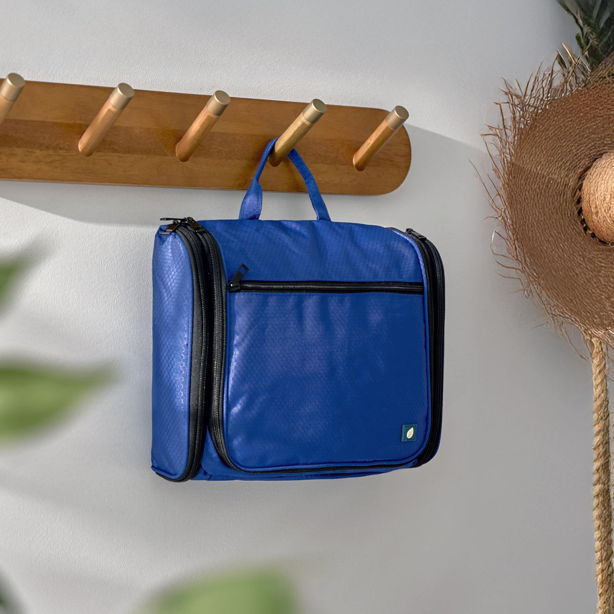 Large Hanging Toiletry Bag with 10 Compartments Water-Resistant Travel Organizer - Swivel Hook, Leakproof Pockets, Blue