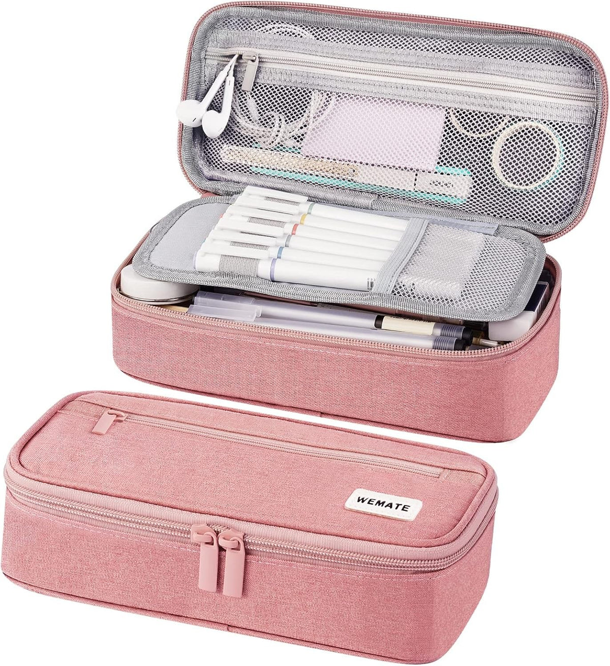 Large Capacity Pencil Case with 5 Compartments - Storage Organizer for Stationery & Makeup