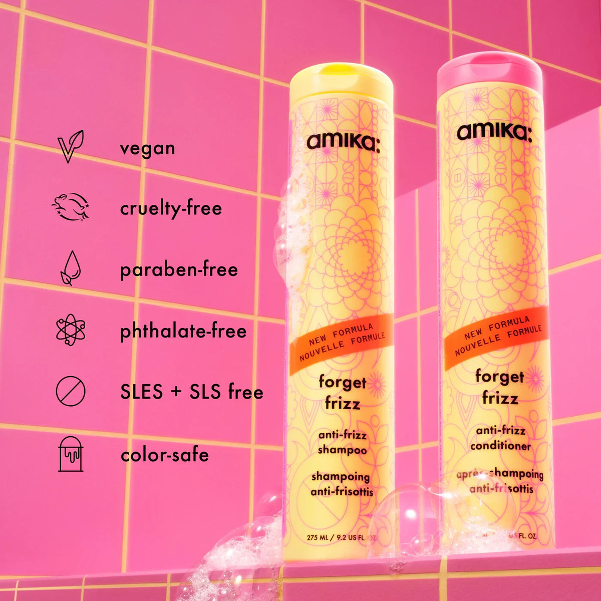 Anti-Frizz Hair Treatment Set with Shampoo, Conditioner & Spray - Hydrating & Humidity Shield