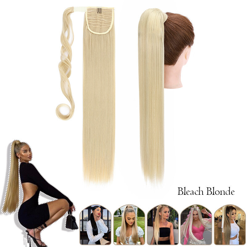 Mega Thick Wrap-On Ponytail Extensions - Natural Human Hair, Curly Wavy Straight