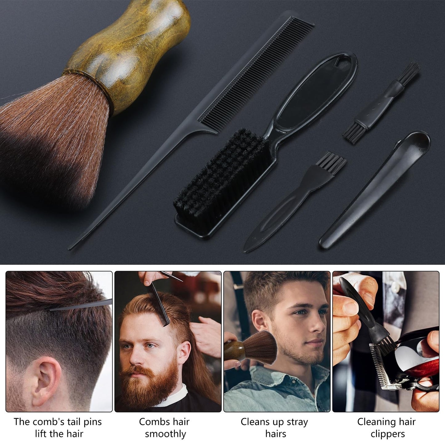 9-Piece Barber Neck Duster Brush Set for Hair & Face Cleaning, Professional Salon & Home Use