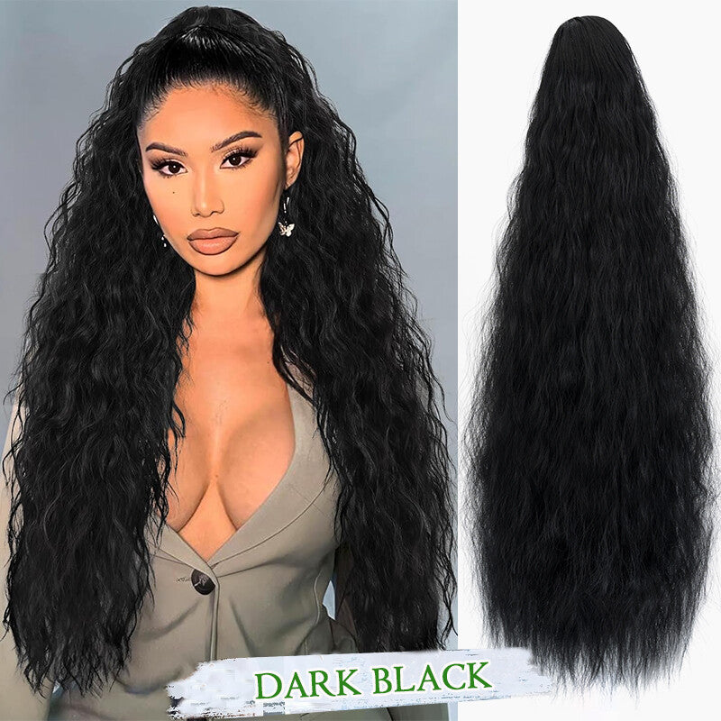 Drawstring Ponytail Hair Extension with Layered Wavy Texture - Thick & Natural-Looking