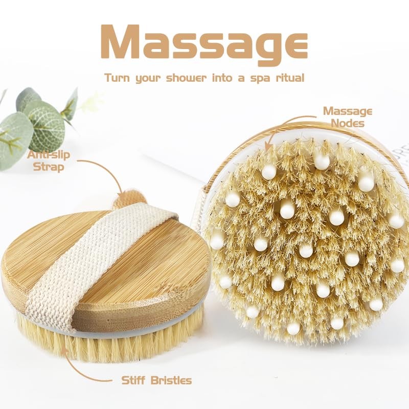 Bamboo Dry Body Brush Shower Brushing Removes Skin with Massage