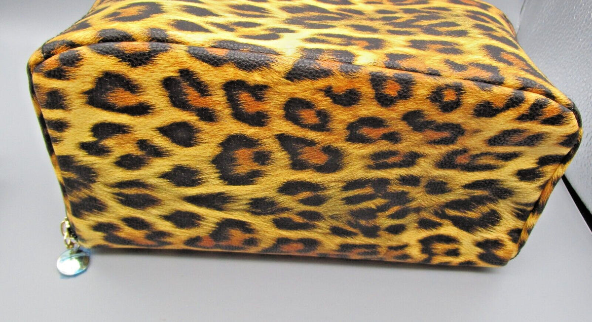 Water-Resistant Leopard Print Makeup & Travel Cosmetic Bag with Handle