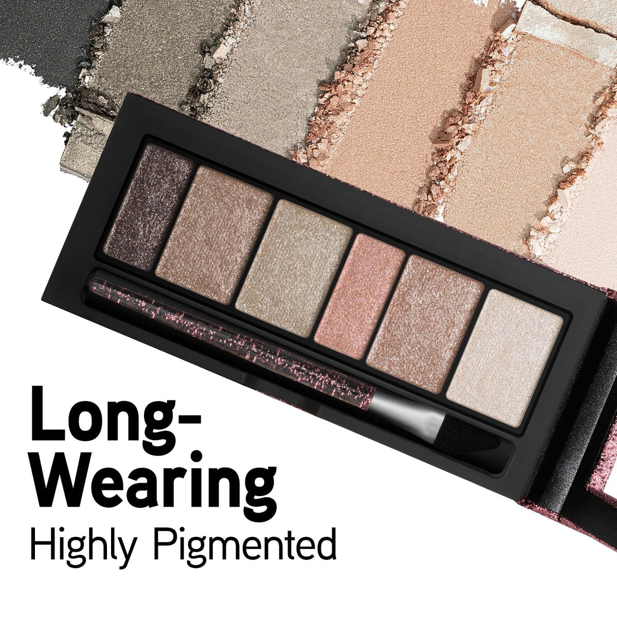 Hypoallergenic Eyeshadow Palette with Reflective Shimmer - 6 Colors Long Wear