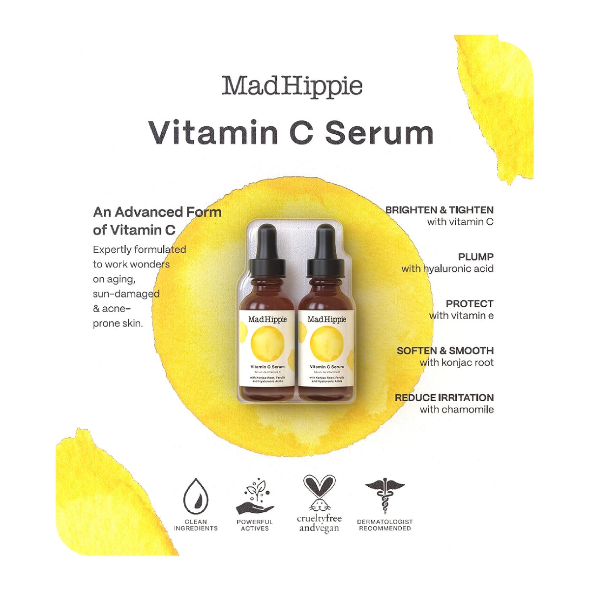 Vitamin C Serum 2-Pack - Brightening & Anti-Aging Face Serum with Vitamin E & Ferulic Acid