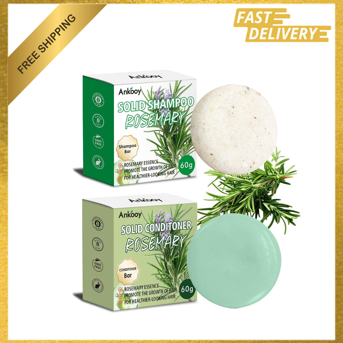 Rosemary Oil Shampoo and Conditioner Bars - 4 Pack