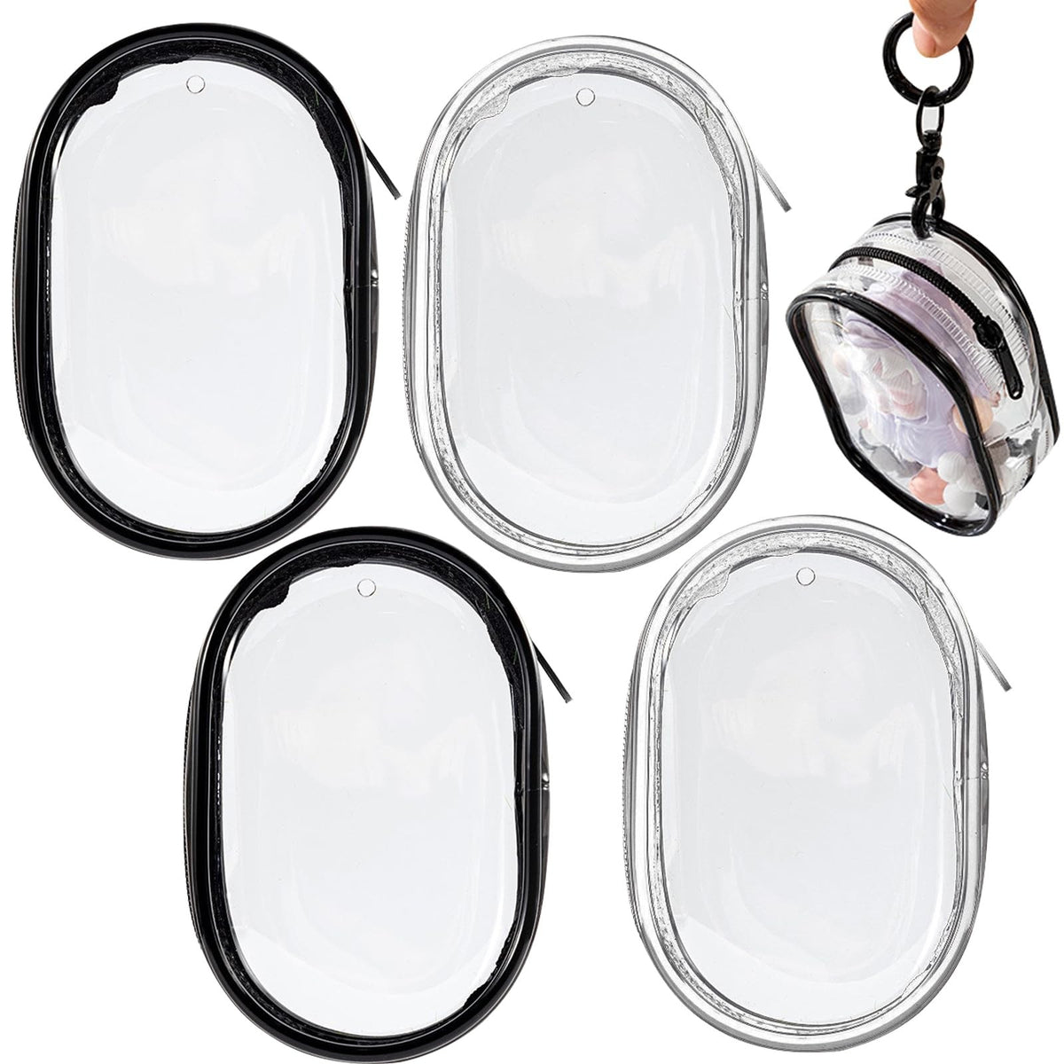 Mini Clear Cosmetic Bag Set - Waterproof Travel Pouch for Makeup, Coins, Keys, Cards