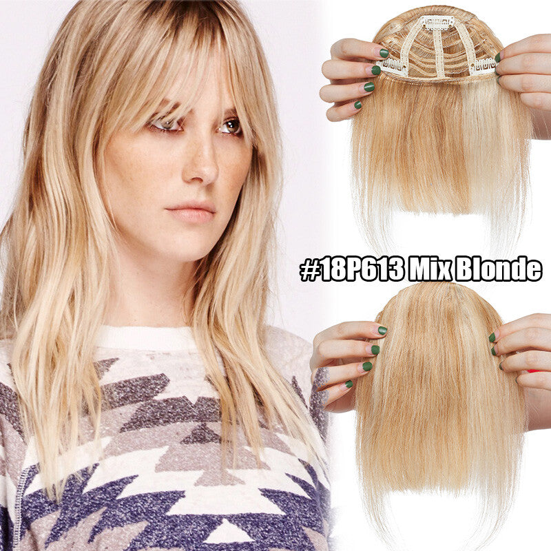 Women Remy Clip-In Hair Extensions Bangs Front Top Piece - Blonde & Dark Colors