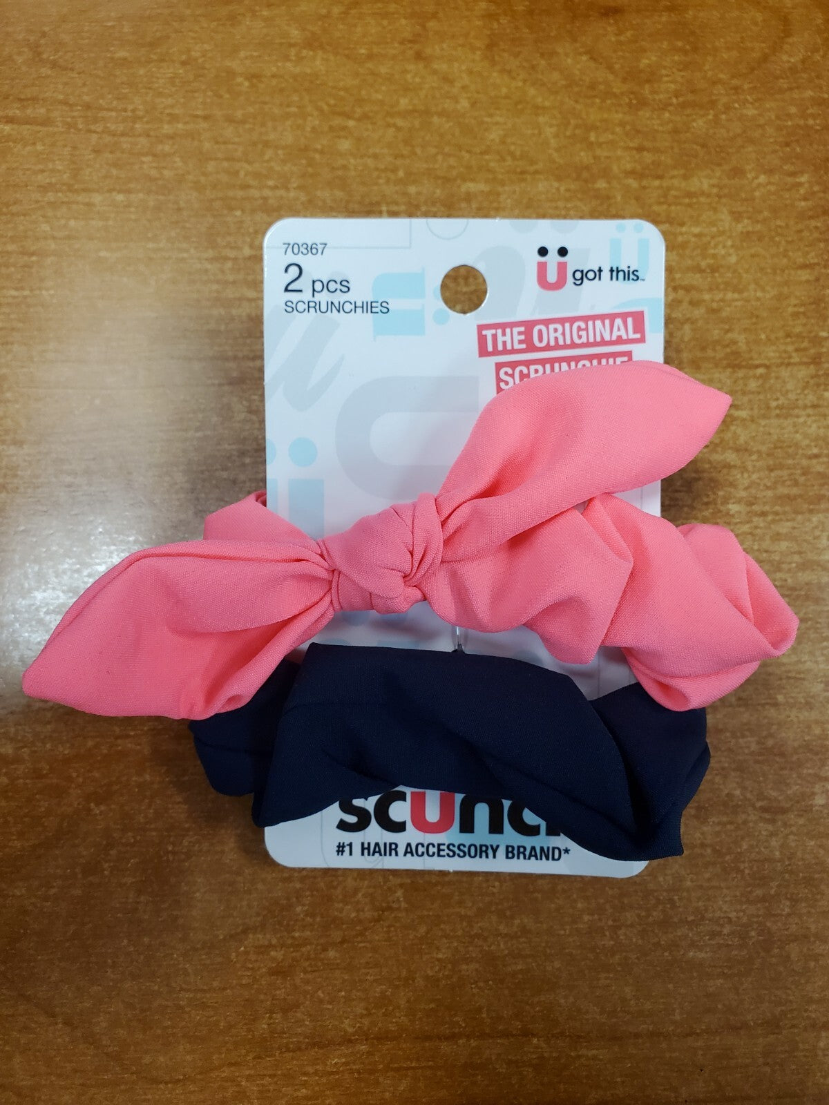8 Packs of 2: Scunci Scrunchie Ponytail Holders Hot Pink Bow/Navy