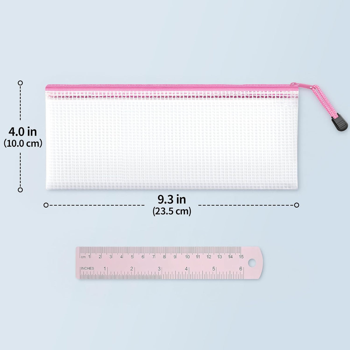 Waterproof Mesh Zipper Pouch Bags for School Travel and Cosmetics - 24 Pack