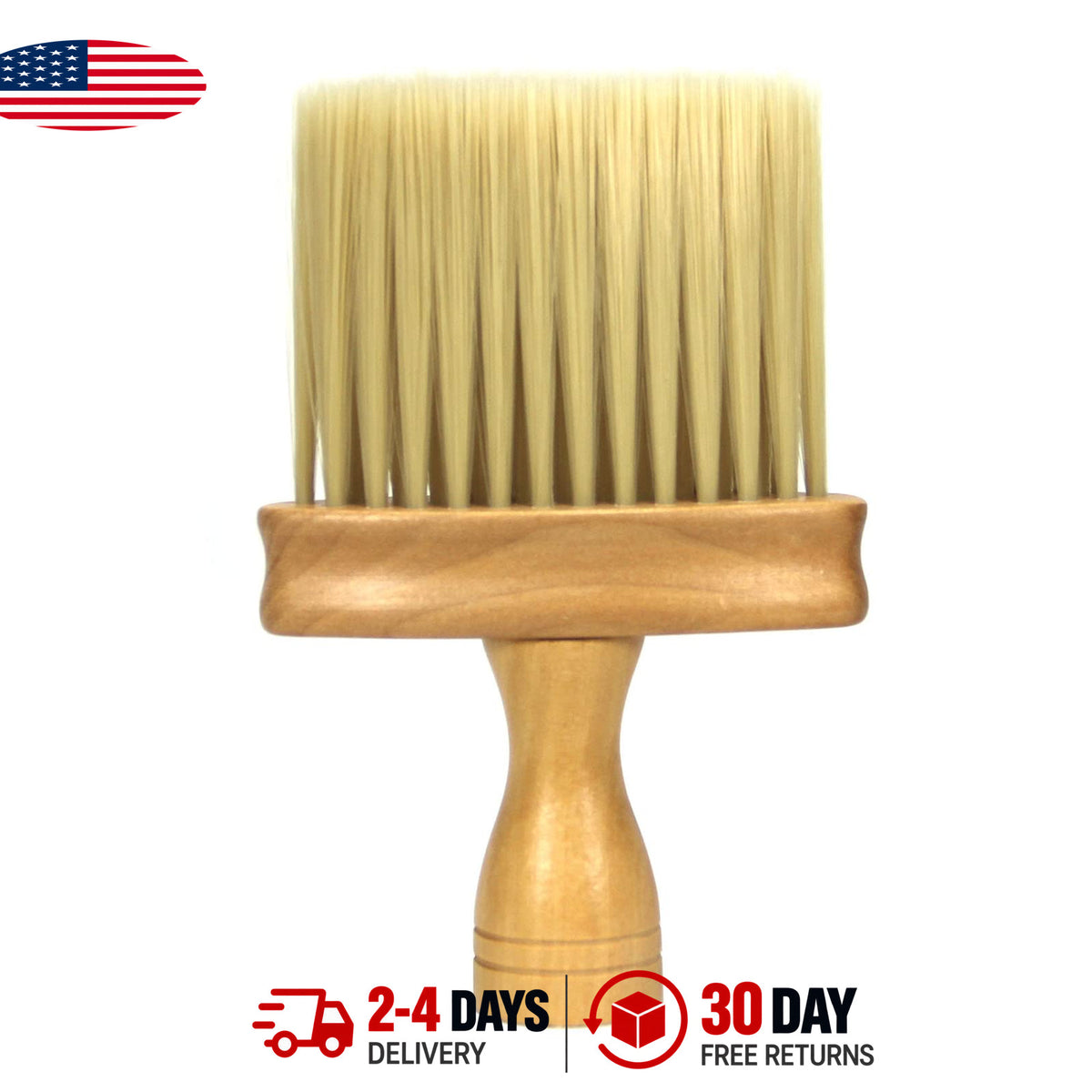 Wooden Handle Hair Cutting Brush Soft Bristles Neck Dusting Tool for Barbers and Hairdressers