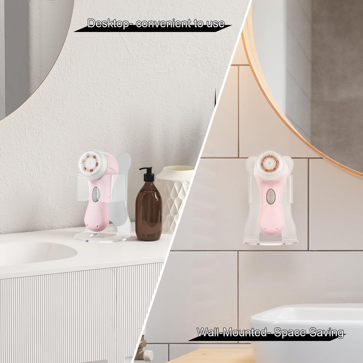 Acrylic Brush Holder for Clarisonic Mia 2 - Wall & Desktop Mountable Skin Care Organizer