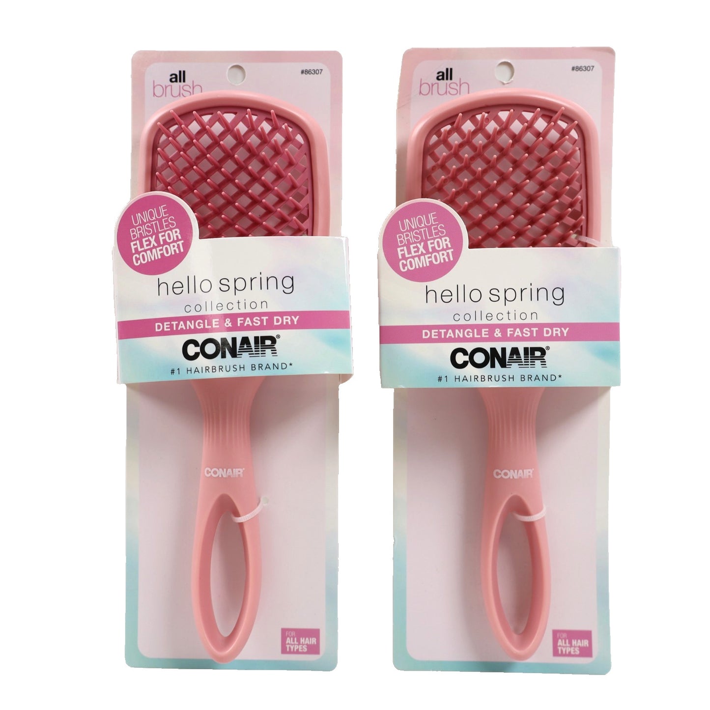 Conair Allbrush Detangle & Fast Dry Vented Hairbrush Set - Pink, Pack of 2