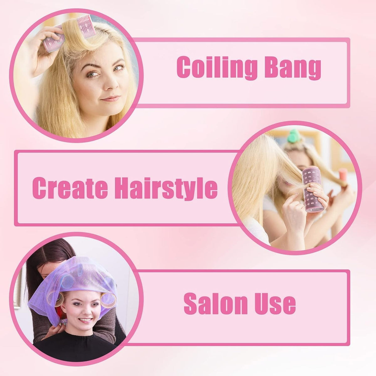 Hair Curlers Set with Aluminum Core for Large Bouncy Curls - 4 Pieces
