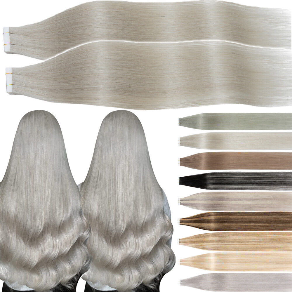 Russian Tape in Remy Hair Extensions Full Head - 100% Human Hair Skin Weft