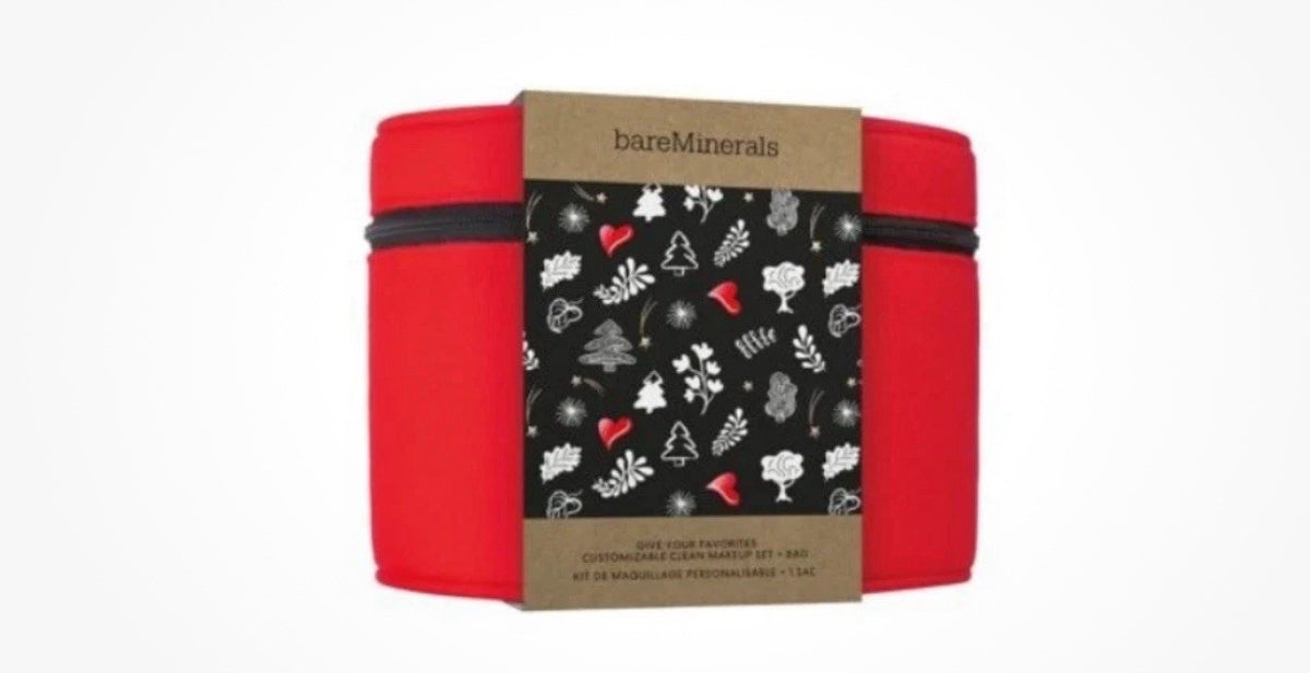Christmas Edition Cosmetic Bag with Handle - Red Canvas & Black Zipper