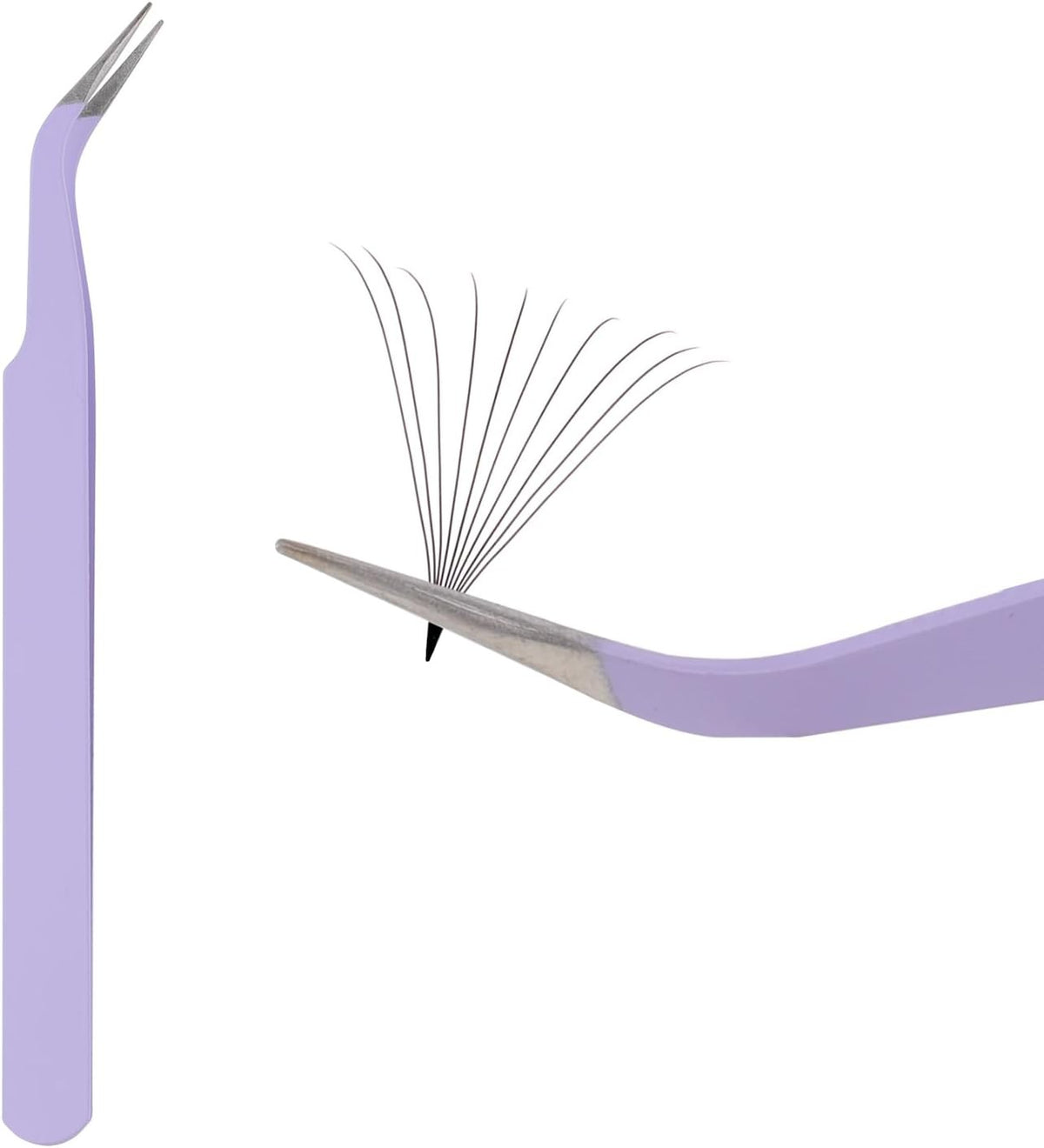 Professional Eyelash Tweezers Set - Stainless Steel Purple Lash Applicator Tool