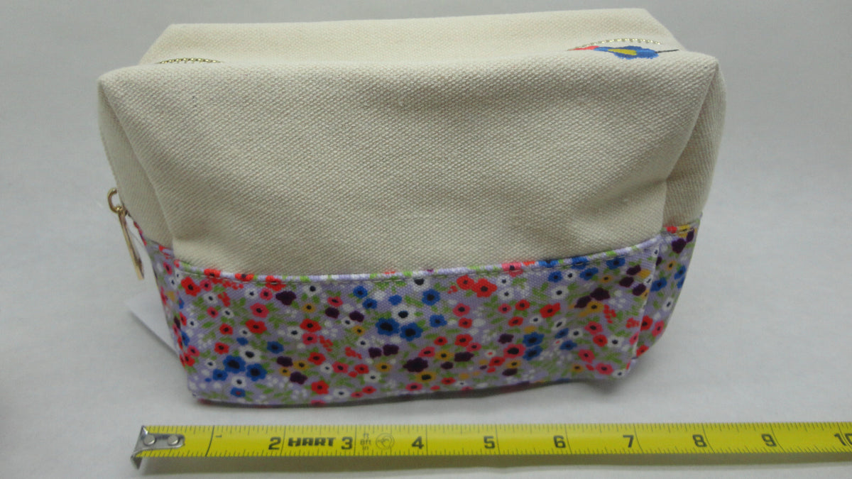 Small Canvas Makeup Pouch Daisy Floral Cosmetic Bag Travel Storage