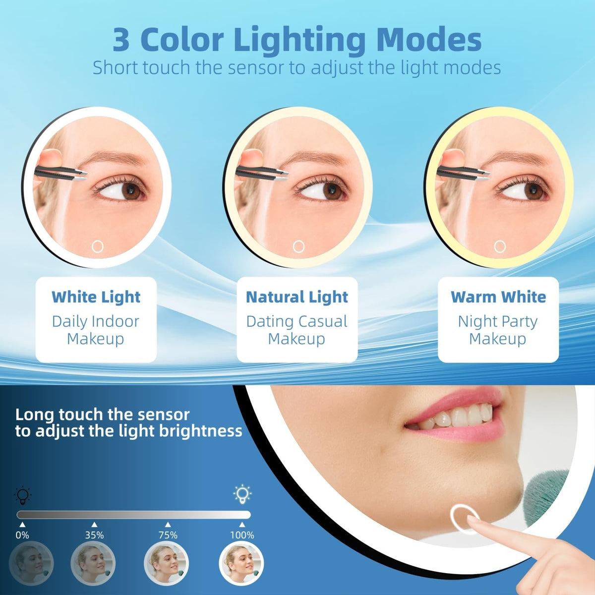 30x Lighted Magnifying Mirror with Suction Cups - Travel Makeup Mirror