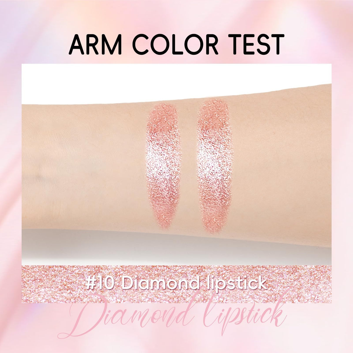 Metallic Champagne Glitter Lipstick - Shimmer, High Pigmentation, 0.12 oz