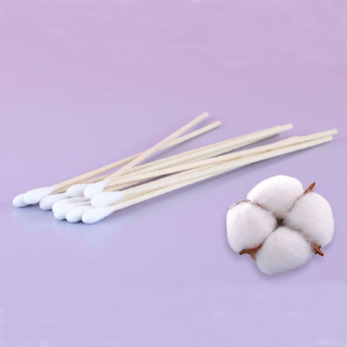 Extra Long Cotton Swabs with 6-Inch Wooden Handle for Ear & Household Use