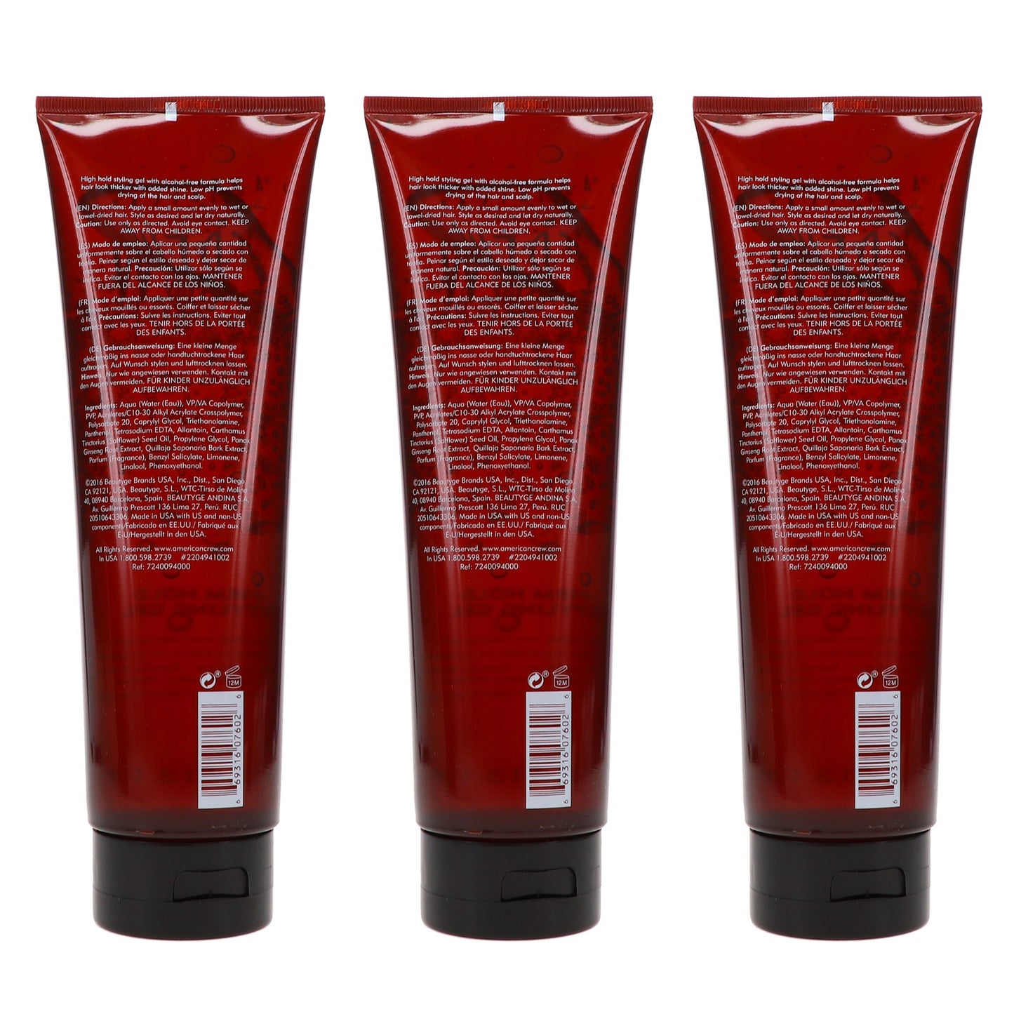 American Crew Firm Hold Styling Gel 13.1 oz - 3 Pack, Alcohol-Free Hair Styling