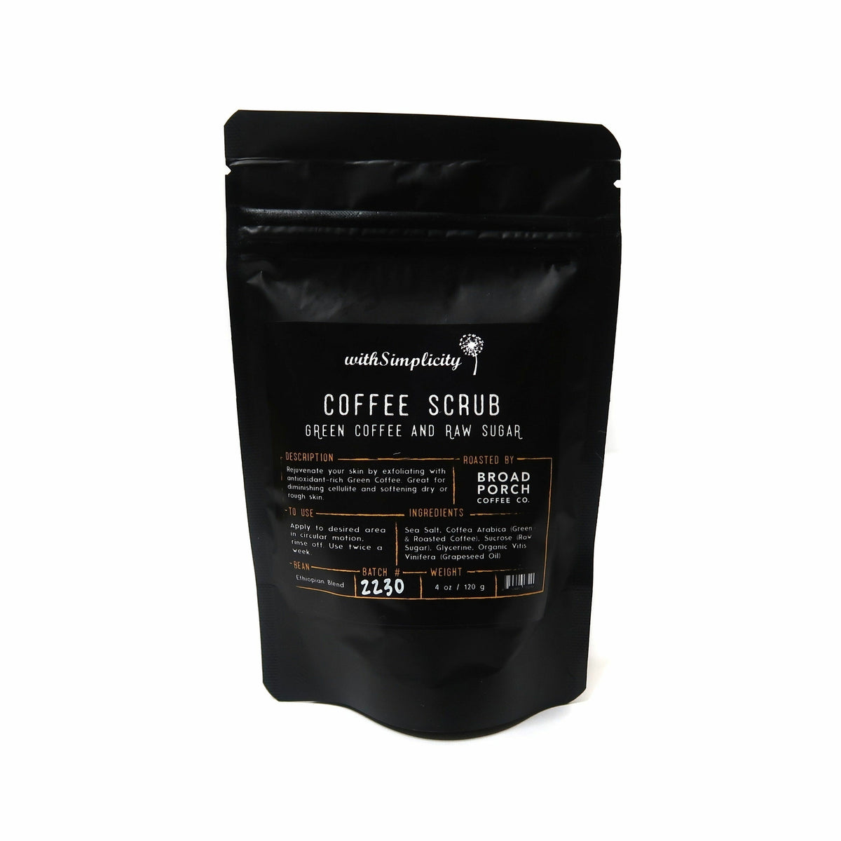 withSimplicity Green Coffee & Raw Sugar Scrub 4 oz.